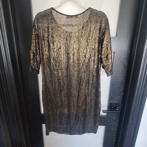 ETRO Italian Designer Black Gold Sequins Party Cocktail NYE Dress Pocket 4 Small - Picture 16 of 17
